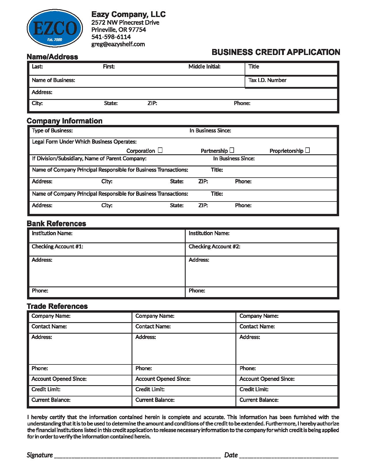 EZCO CreditApplication page 001